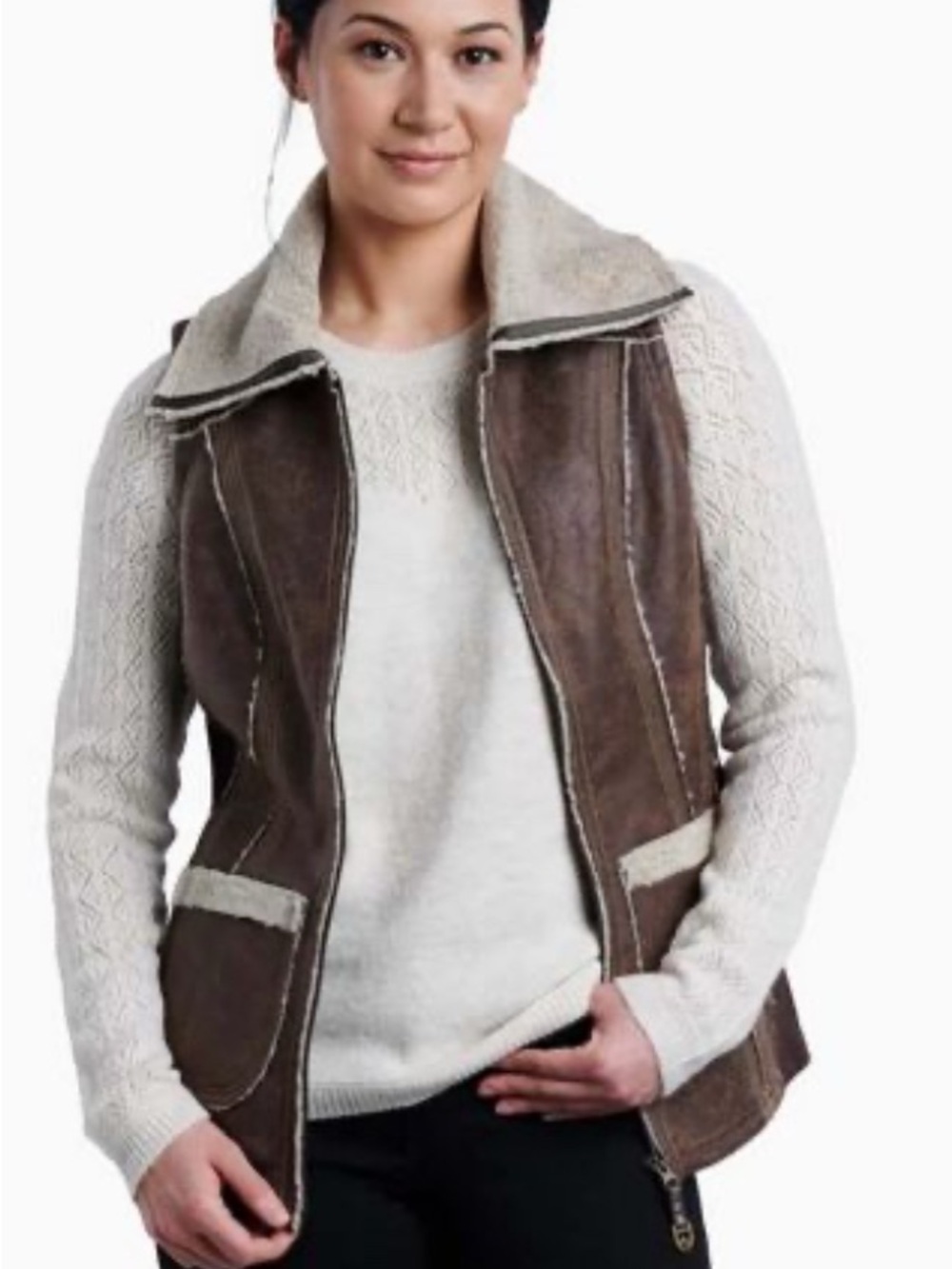 Kuhl Brown Shearling-Trim Vest